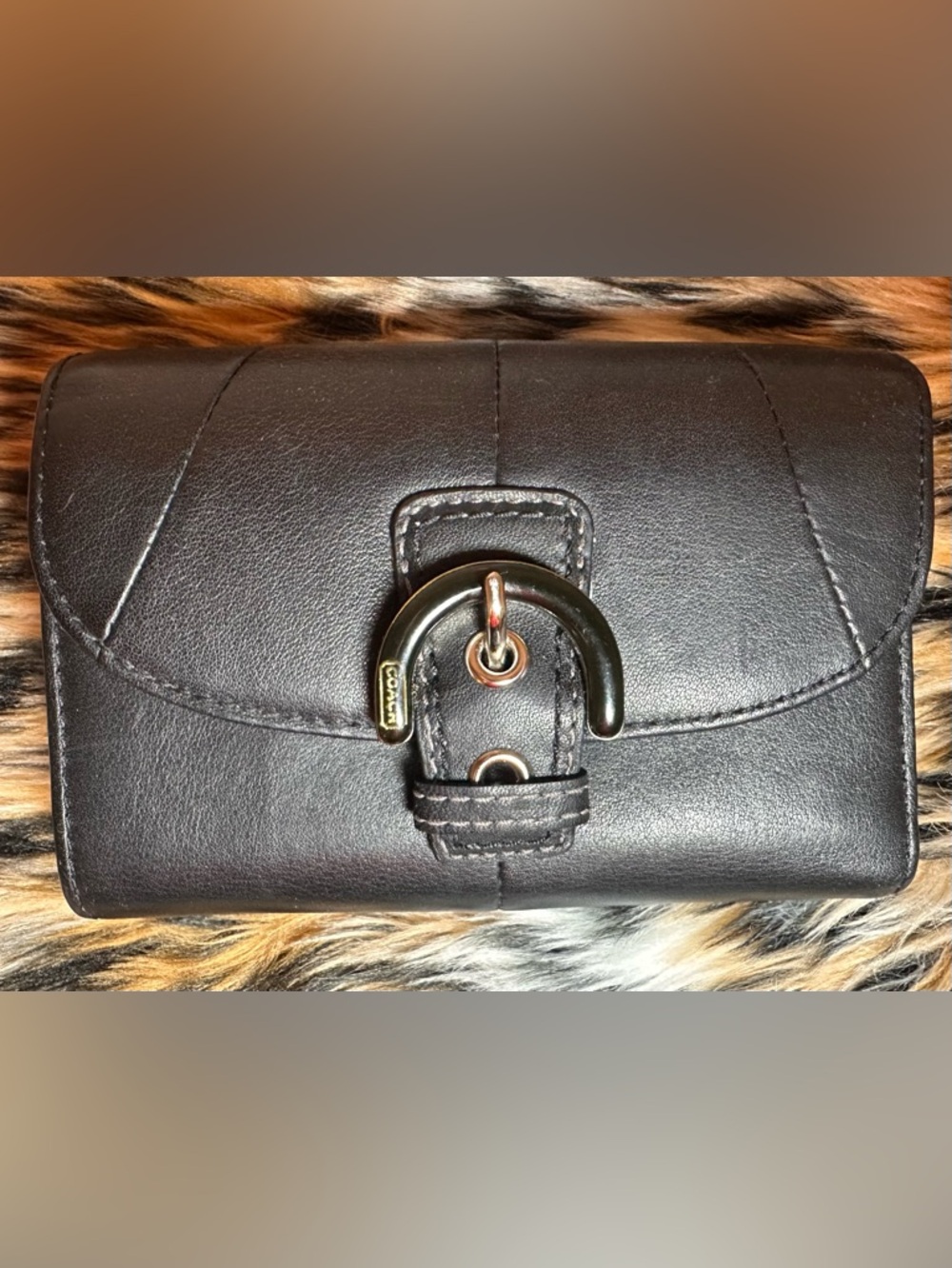 Coach Soho trifold wallet in black leather